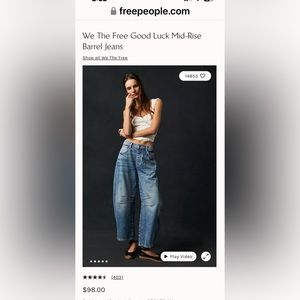 We The Free Good Luck Mid-Rise Barrel Jeans